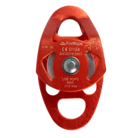 POLIA DUPLA COMPACT EM ALUMÍNIO COM PLACAS OSCILANTES LARANJA - 28kN - CE EN - FOR ROPE ® - imagem 1