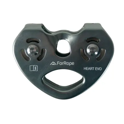 POLIA DUPLA EM LINHA ALUMÍNIO 25kN, CABOS E CORDAS 7 a 13mm - HEART EVO - TIROLESA - FOR ROPE