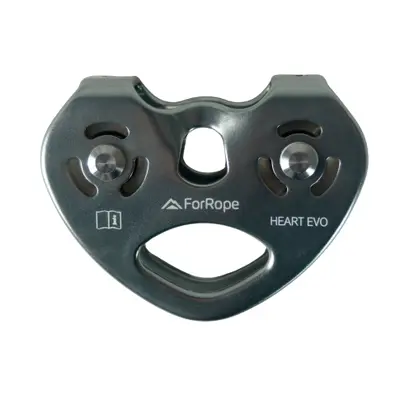 POLIA DUPLA EM LINHA ALUMÍNIO 25kN, CABOS E CORDAS 7 a 13mm - HEART EVO - TIROLESA - FOR ROPE