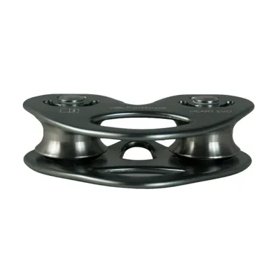 POLIA DUPLA EM LINHA ALUMÍNIO 25kN, CABOS E CORDAS 7 a 13mm - HEART EVO - TIROLESA - FOR ROPE