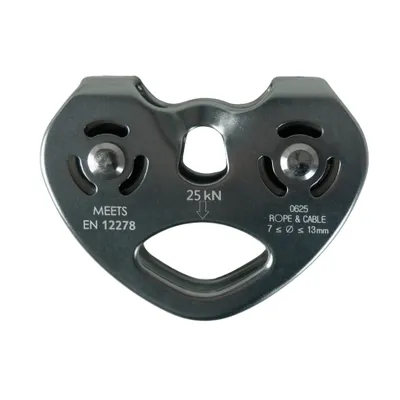 POLIA DUPLA EM LINHA ALUMÍNIO 25kN, CABOS E CORDAS 7 a 13mm - HEART EVO - TIROLESA - FOR ROPE