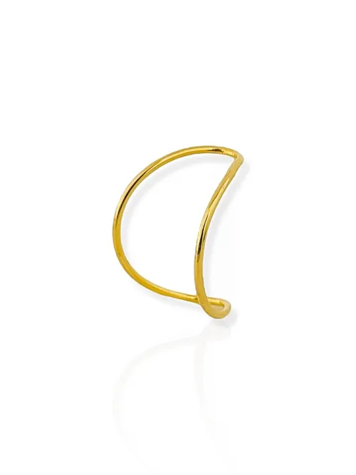 Anel Folheado a Ouro 18k e Prata Design Organico em V