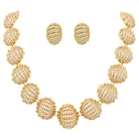 Conjunto Colar e Brinco Folheado a Ouro 18k e Prata Oval Com Zirconia - imagem 1