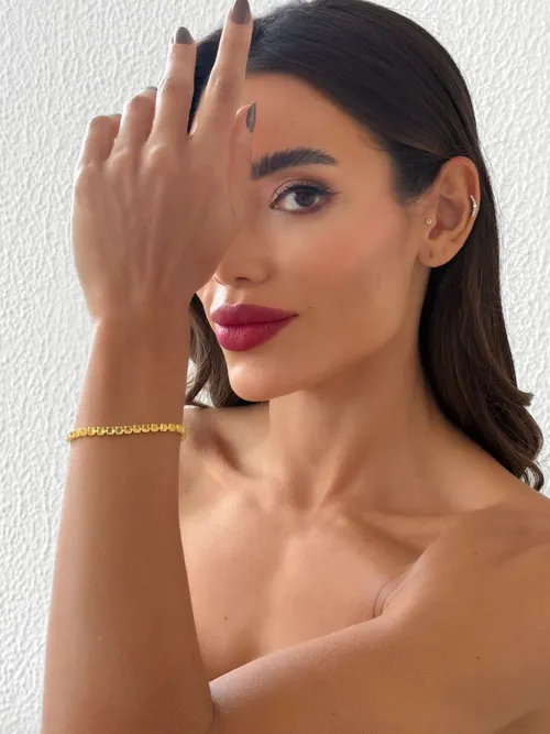 Pulseira Folheado a Ouro 18k e Prata Cristais