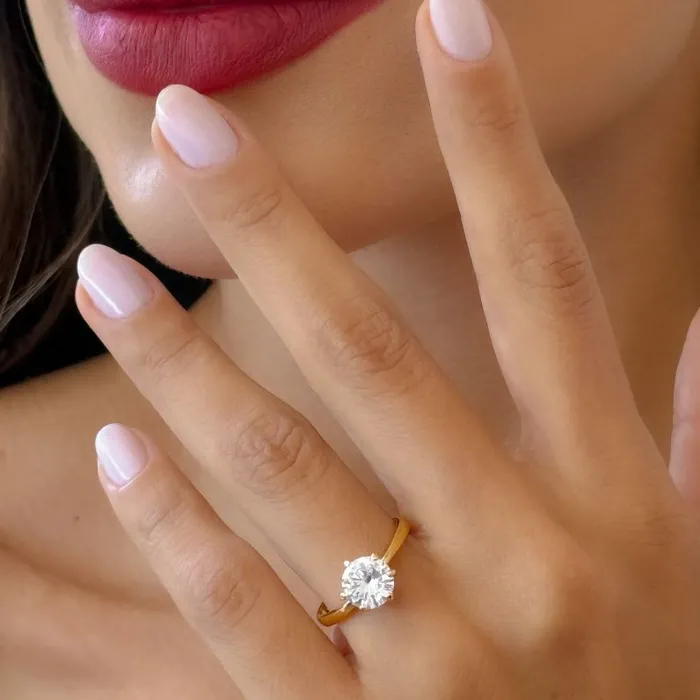 Anel Regulavel Folheado a Ouro 18k Ponto de Luz