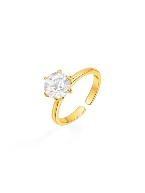 Anel Regulavel Folheado a Ouro 18k Ponto de Luz