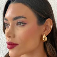 Brinco Folheado a Ouro 18k e Prata Gota Media Lisa - imagem 1