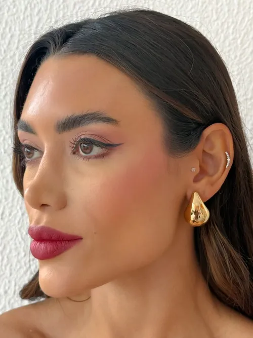 Brinco Folheado a Ouro 18k e Prata Gota Media Lisa