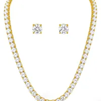 Conjunto Colar e Brinco Folheado a Ouro 18k e Prata Zirconia - imagem 1