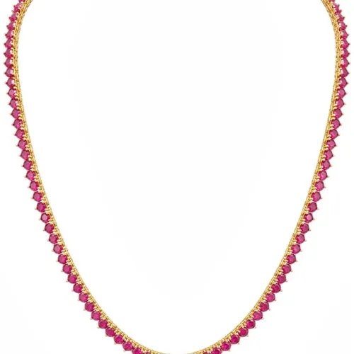 Colar Semi Joia a Ouro 18k e Prata Zircônia Colorida 40 cm