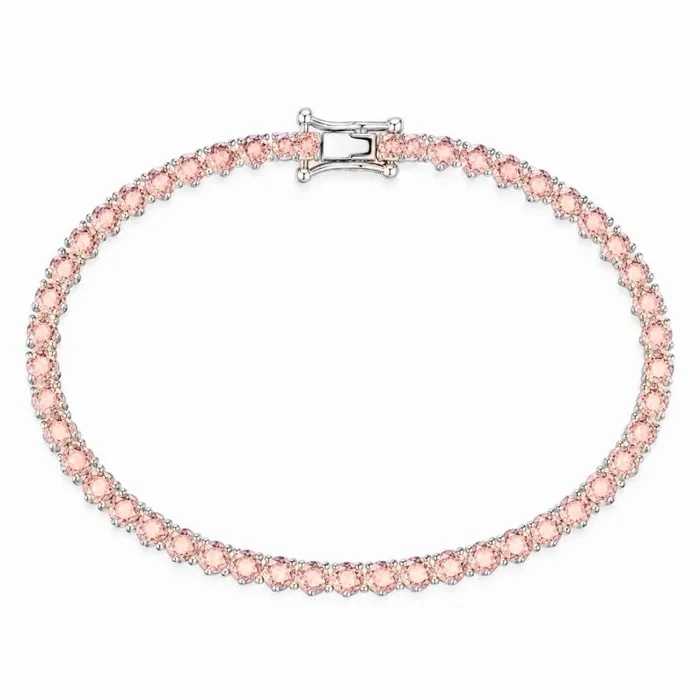 Pulseira Semi Joia Folheada a Prata 925 Zircônia Coração 18cm