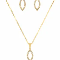 Conjunto Folheado a Ouro 18k Forma Vazada e Cravejada - imagem 1