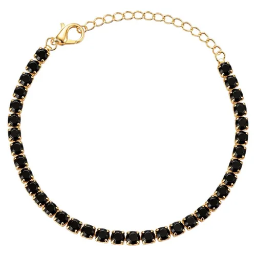 Pulseira Folheada a Ouro 18k Cristais Pretos