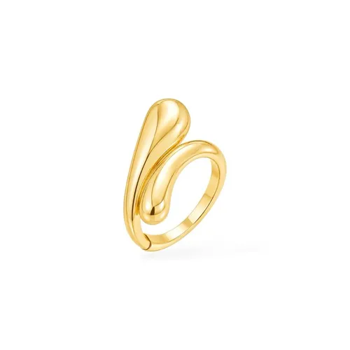Anel Folheado a Ouro 18k e Prata Duo Gota Lisa
