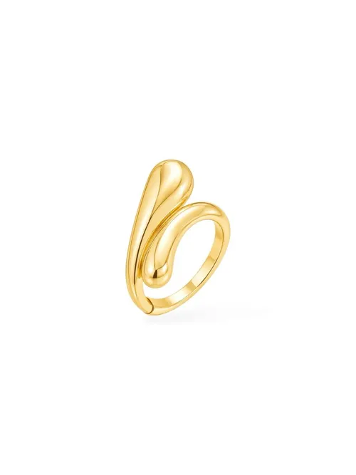 Anel Folheado a Ouro 18k e Prata Duo Gota Lisa