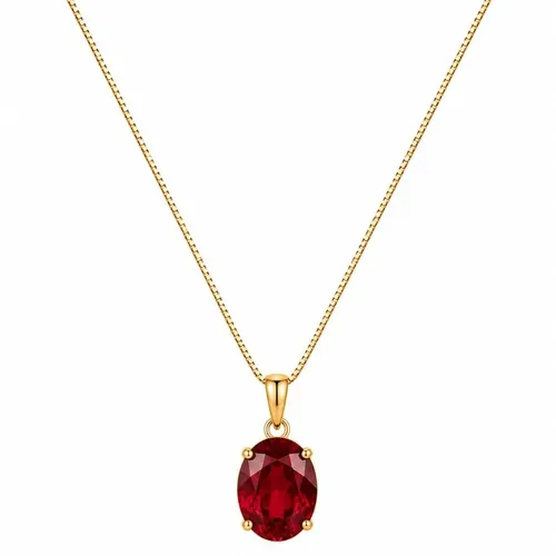 Colar Folheado a Ouro 18k Cristal Oval Vermelho