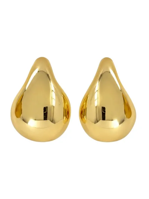 Brinco Folheado a Ouro 18k e Prata Gota Media Lisa