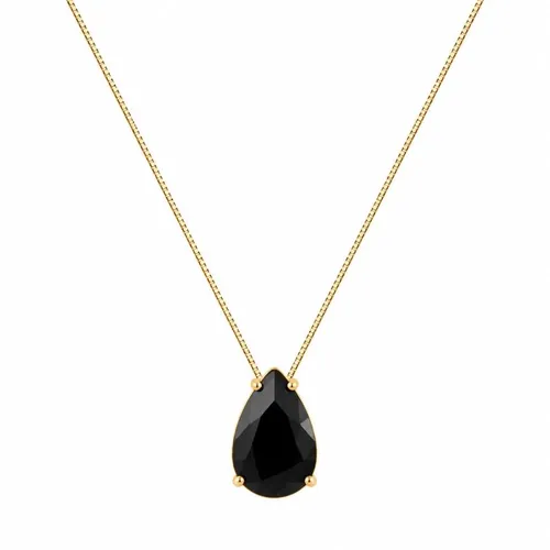 Colar Folheado a Ouro 18k Gota de Cristal Preto