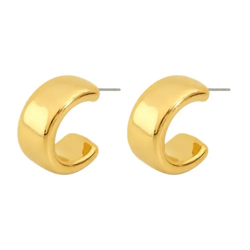 Brinco Folheado a Ouro 18k e Prata Placas Curvada Lisa