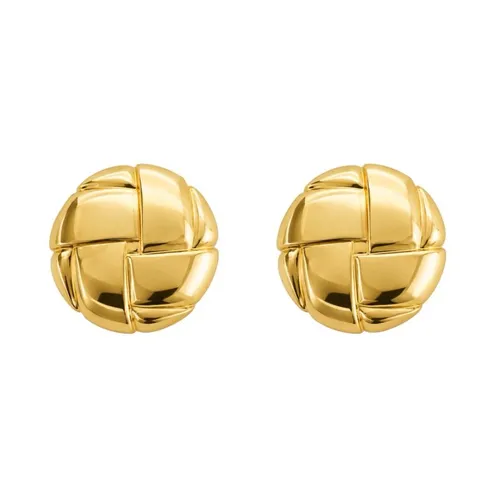 Brinco Folheado a Ouro 18k e Prata Botton Detalhado