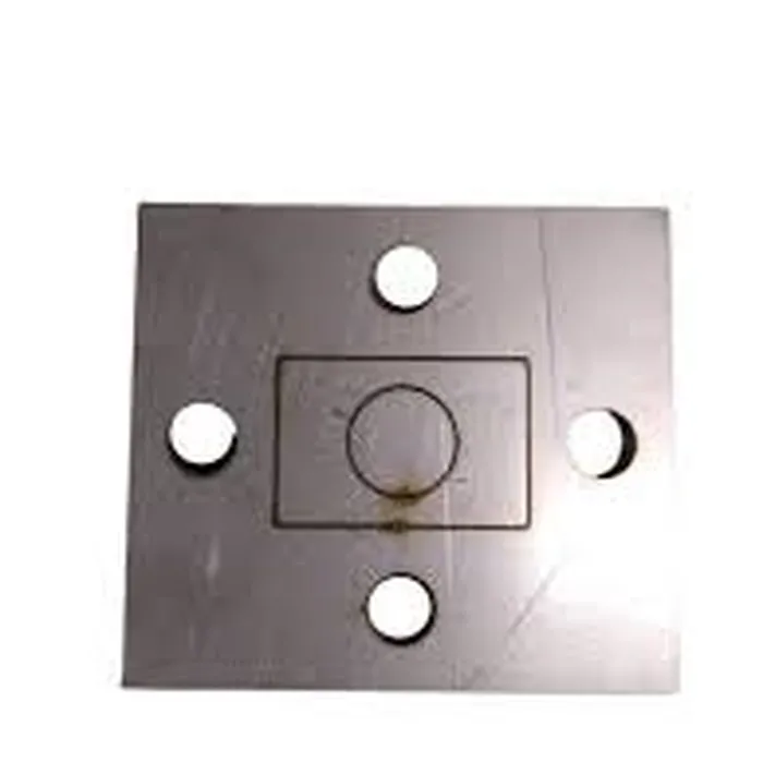 Base Quadrada De Inox 304 Furo 30 X 20 Base 65 X 58 Furo Central De 1/2''