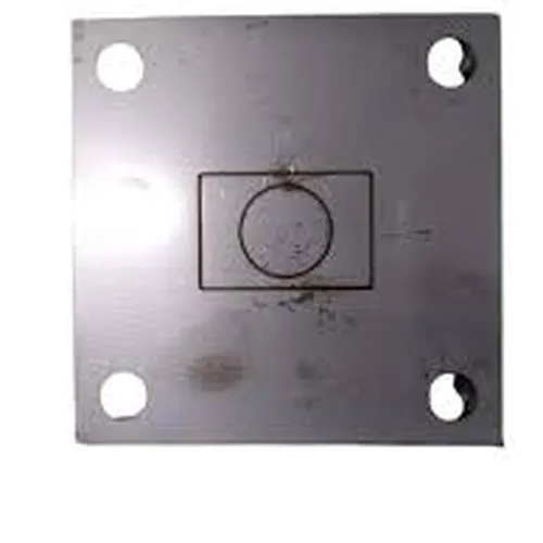 Base Quadrada De Inox 304 Furo 30 X 20 Base 75 X 75  Furo Central 5/8''