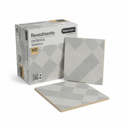 Revestimento Cerâmico Decorado 30x60cm HD Cinza Geométrico – Caixa com 1,8m²