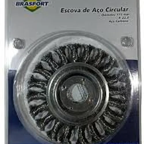 7271 Escova De Aço Circular Trançada Diâmetro 115mm Furo 22,2mm Brasfort