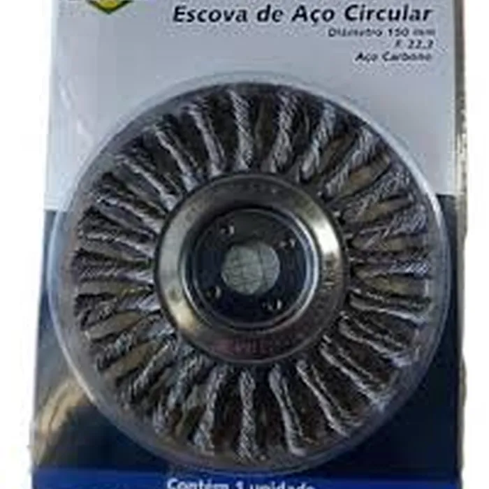 7272 Escova  Aço Circular Trançada Diâmetro 150mm Furo 22,2mm Brasfort