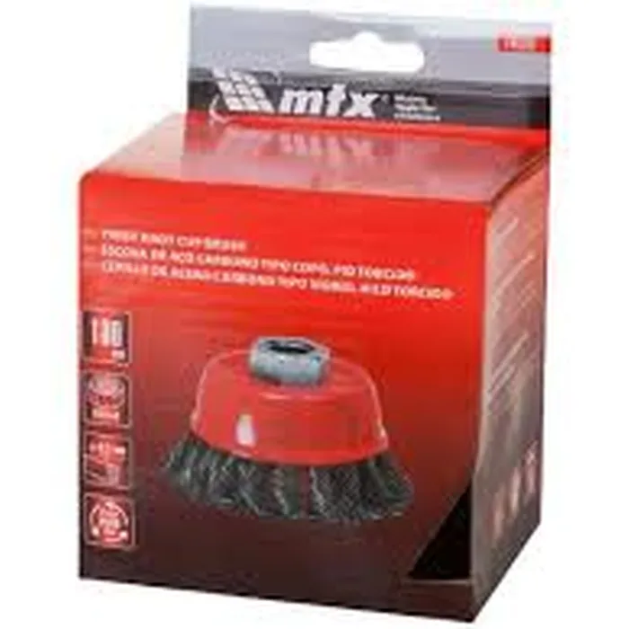 746289 Escova De Aço Tipo Copo Torcida Diâmetro 100mm Rosca M14 Mtx