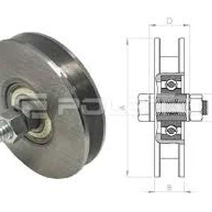 Roldana De Aço 4'' Com Cava Quadrada 10x10 16mm Com Parafuso zincada