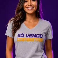 Camiseta Gola V Escudo SV — Cinza Mescla - imagem 1