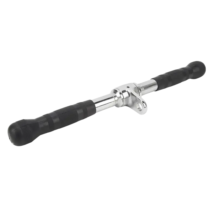 PUXADOR TRÍCEPS CROMADO  500mm MACIÇO GIRATÓRIO COM  MANOPLAS INJETADAS