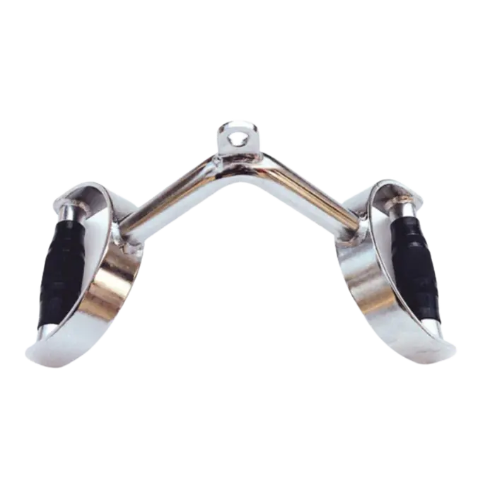 PUXADOR ESTRIBO DUPLO EM  V CROMADO COM MANOPLAS  INJETADAS