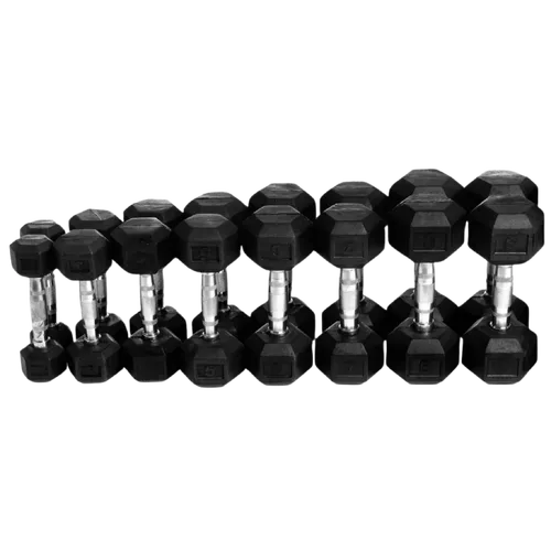 KIT DE HALTER INJETADO  SEXTAVADO C/ PEGADA  ANATÔMICO CROMADO-RECARTILHADO 1-10KG