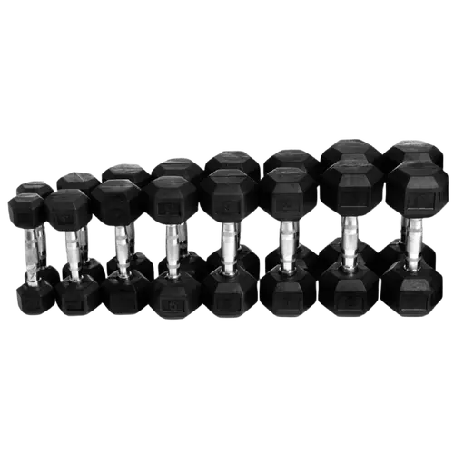 KIT DE HALTER INJETADO  SEXTAVADO C/ PEGADA  ANATÔMICO CROMADO-RECARTILHADO 1-10KG