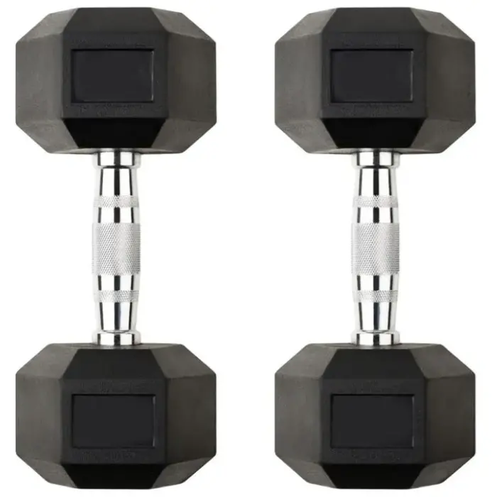 KIT DUMBBELL SEXTAVADO INJETADO PEGADA CROMADA 12,5KG ATÉ 30KG - STARK STRONG
