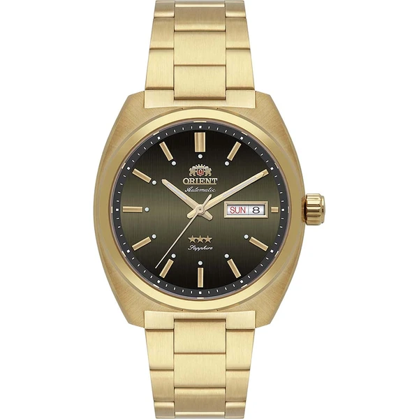Orient 3 Estrelas Automático Heritage Dourado YN6GG001 verde