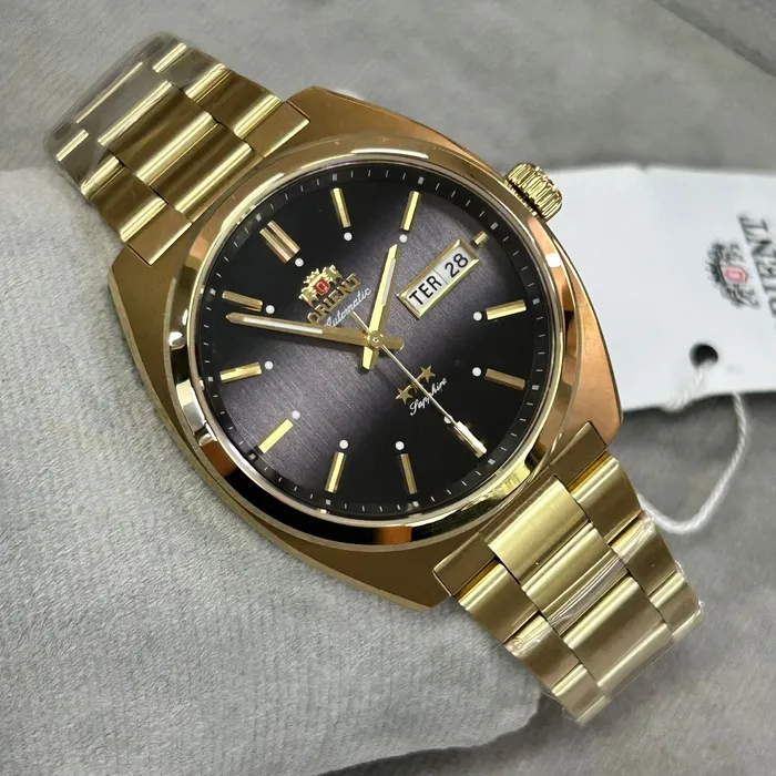 Relógio Orient Heritage 3 Estrelas YN6GG001 Dourado Safira | Taniguchi Relógios