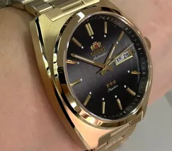 Orient 3 Estrelas Automático Heritage YN6GG001 grafite - imagem 3