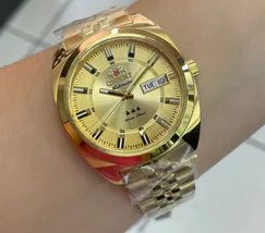 Orient 3 Estrelas Automático Heritage Dourado YN6GG005 Dourado - imagem 6