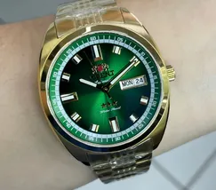 Orient 3 Estrelas Automático Heritage Dourado YN6GG004 Verde - imagem 1