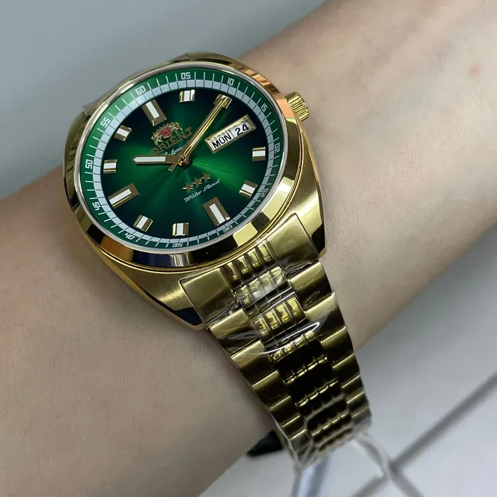 Orient 3 Estrelas Automático Heritage Dourado YN6GG004 Verde