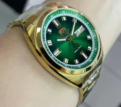 Orient 3 Estrelas Automático Heritage Dourado YN6GG004 Verde - imagem 5