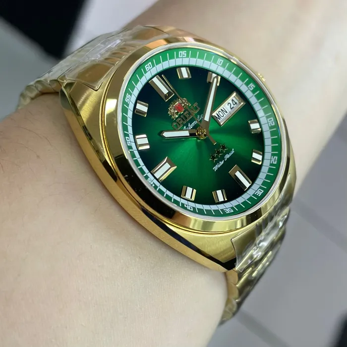 Orient 3 Estrelas Automático Heritage Dourado YN6GG004 Verde