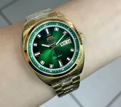 Orient 3 Estrelas Automático Heritage Dourado YN6GG004 Verde - imagem 6