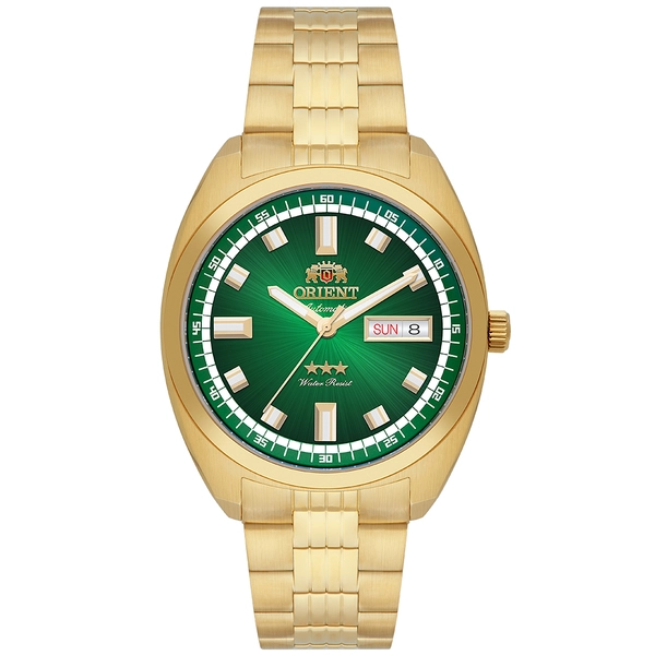 Orient 3 Estrelas Automático Heritage Dourado YN6GG004 Verde