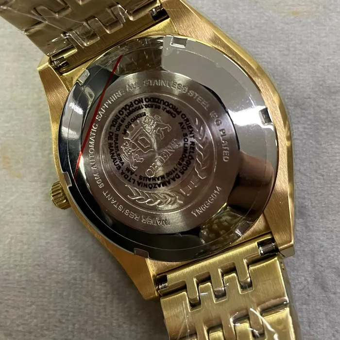 Orient 3 Estrelas Automático Heritage Dourado YN6GG014 verde