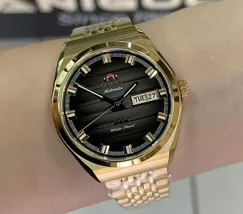 Orient 3 Estrelas Automático Heritage Dourado YN6GG014 Preto - imagem 6