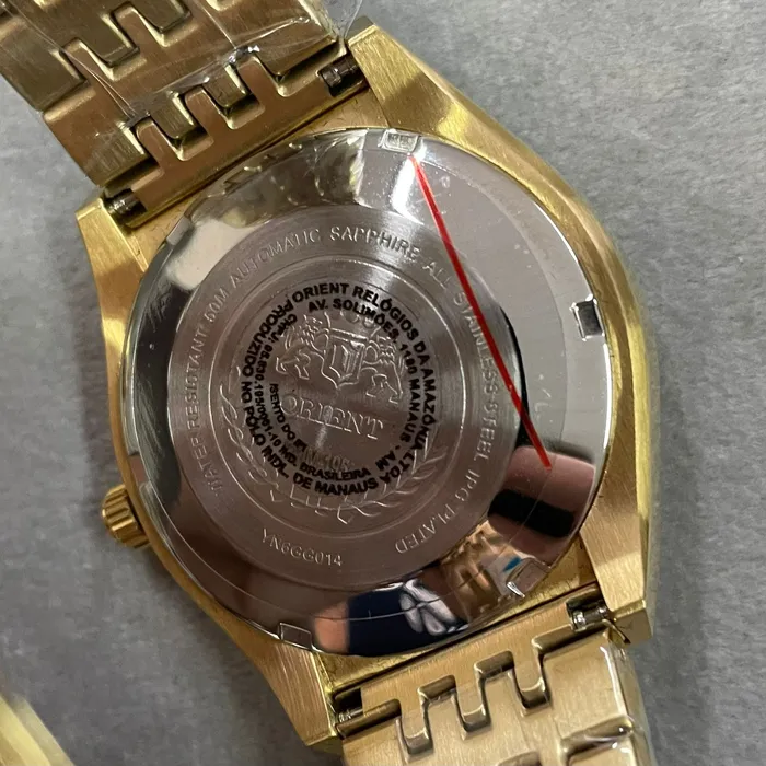 Orient 3 Estrelas Automático Heritage Dourado YN6GG014 Preto